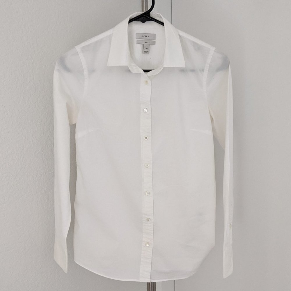 J.Crew Women's Boy Fit White Button Down Shirt